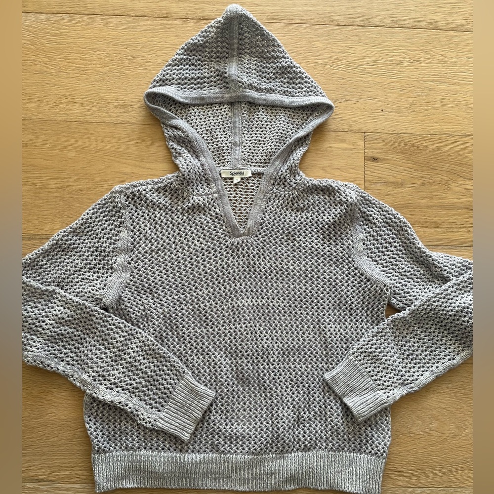 Splendid wide knit sweater with hood sz S